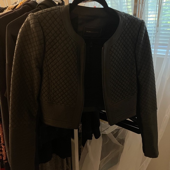 BCBG cropped leather jacket - Picture 1 of 3